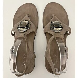 Vionic Tatiana Women's Taupe Suede Embellished Thong‎ Sandals Size 9